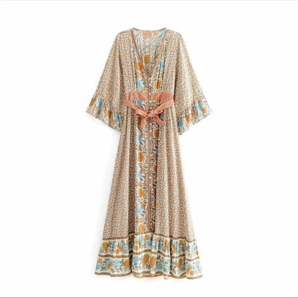 #74 CLOSEOUT SALE 🩷New!Gorgeous Boho Gypsy Maxi Dress - Picture 6 of 12